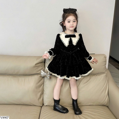 V8907 VÁY NHUNG CÔNG CHÚA BLING BG