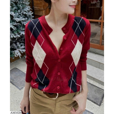 AM1026 ÁO LEN CARDIGAN HỌA TIẾT 