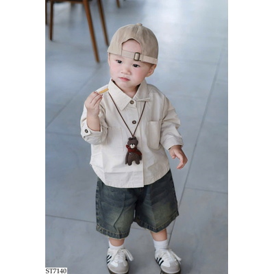 ST7140 ÁO SƠ MI PHỐI QUẦN SHORT JEAN