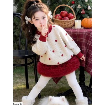 SG0747 SET ÁO LEN CHẤM BI MIX CV TUTU BG
