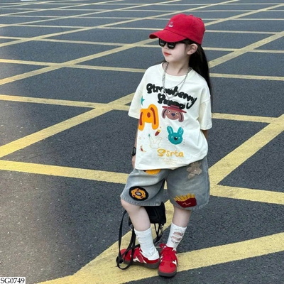 SG0749 SET ÁO PHÔNG MIX QUẦN SHORT JEAN