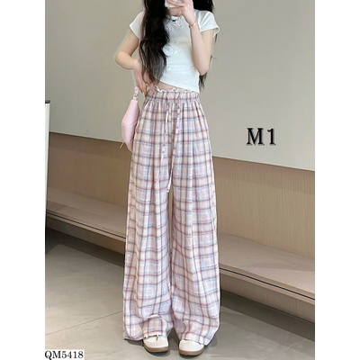 QM5418 QUẦN SUÔNG KẺ CARO FORM RỘNG