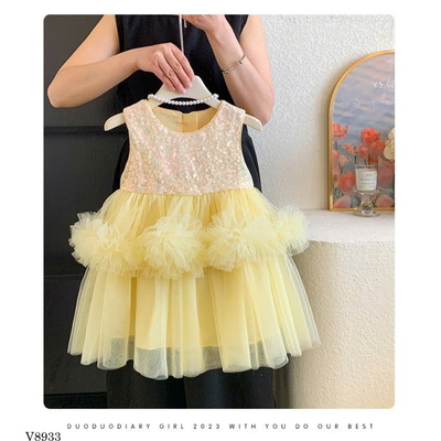 V8933 VÁY TUTU VÀNG BLING BLUETOWN