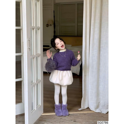 SG0786 SET ÁO LEN TÍM PHỐI CHÂN VÁY BÍ BG