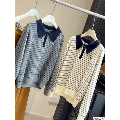 AM1077 ÁO LEN KẺ CỔ POLO ANNA