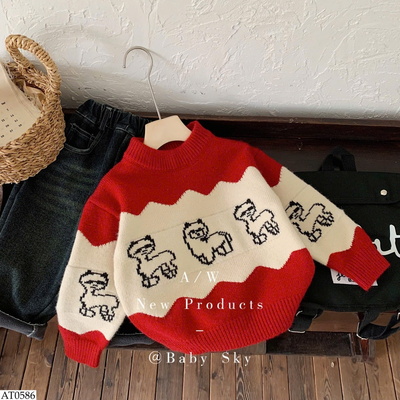 AT0586 ÁO LEN PHỐI MÀU HỌA TIẾT