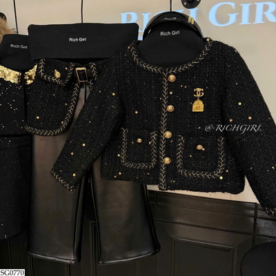 SG0770 SET ÁO KHOÁC DẠ MIX QUẦN DA RICHGIRL
