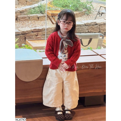 SG0783 SET CARDIGAN TIM MIX QUẦN ỐNG RỘNG BG