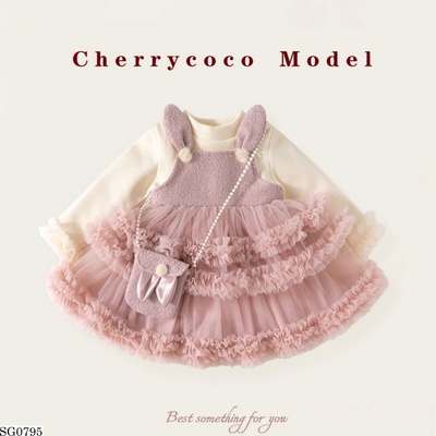 SG0795 SET VÁY VOAN XÙ PHỐI ÁO LEN KỀM TÚI CHERRY COCO