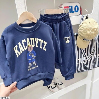 ST7142 BỘ NỈ CON GẤU BÉ TRAI KACADY
