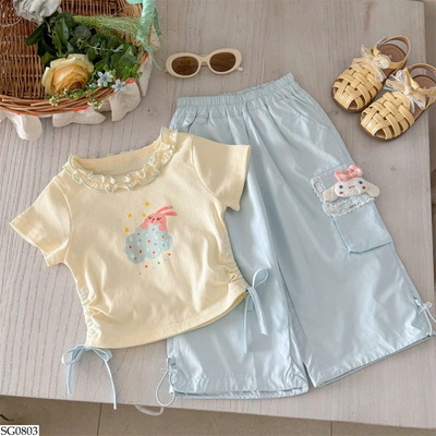 SG0803 SET ÁO RÚT DÂY QUẦN ỐNG RỘNG