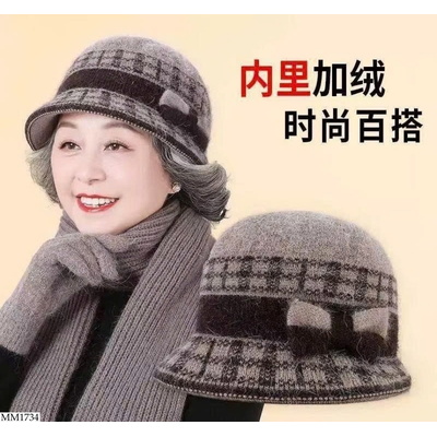 MM1734 MŨ LEN LÔNG THỎ DÁNG CHUÔNG TRUNG NIÊ