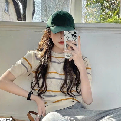 AM1082 ÁO DỆT KIM KẺ NGANG PHONG CÁCH VINTAGE