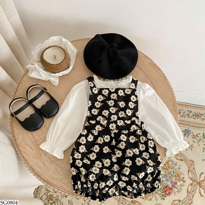 SG0804 SET ÁO CỔ REN MIX YẾM HOA BG