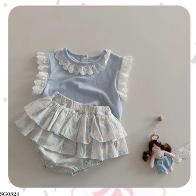 SG0824 SET ÁO SÁT NÁCH PHỐI REN MIX CV HỌA TIẾT