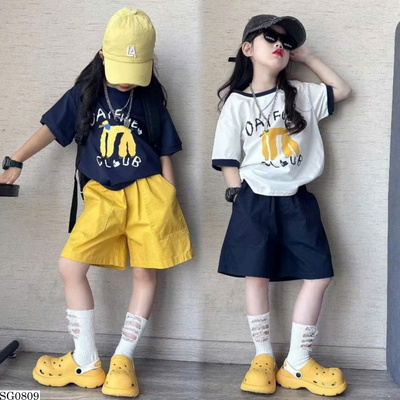 SG0809 SET ÁO THUN MÈO MIX SHORT ỐNG RỘNG