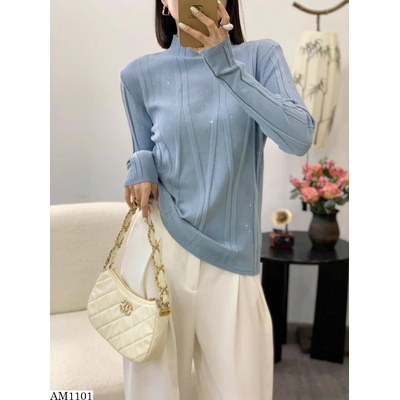 AM1101 ÁO LEN CỔ CAO ĐÍNH KIM TUYẾN NỮ