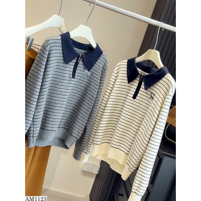 AM1123 ÁO LEN KẺ NGANG CỔ POLO ANNA