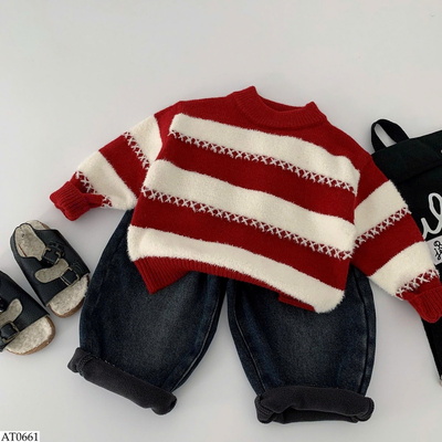AT0661 ÁO CARDIGAN LEN TONE ĐỎ CHO BÉ