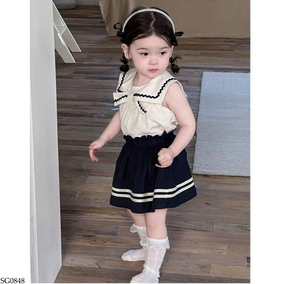 SG0848 SET ÁO SÁT NÁCH PHỐI CHÂN VÁY CHO BÉ