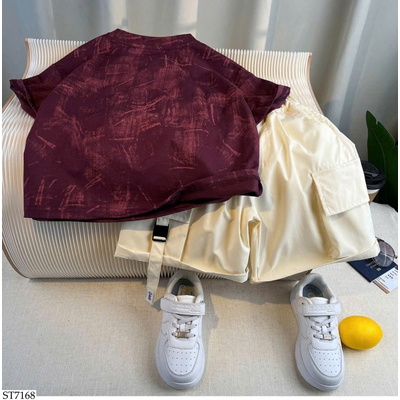 ST7168 SET ÁO THUN PHỐI QUẦN SHORT JEANS Bt
