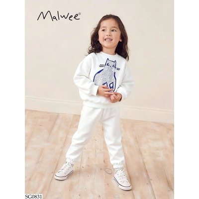 SG0831 BỘ NỈ TRẮNG HOẠ TIẾT MÈO MALWEE