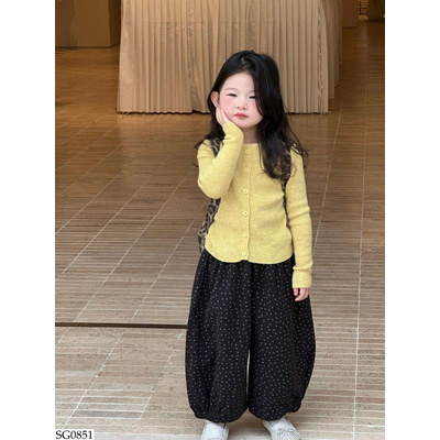 SG0851 SET ÁO LEN MIX QUẦN BOM HOA NHÍ 
