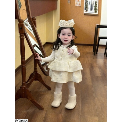 SG0868 SET VÁY CÔNG CHÚA MIX ÁO LEN TBABY