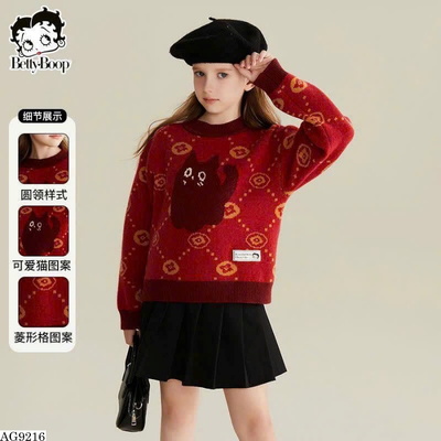 AG9216 ÁO LEN HOẠ TIẾT MÈO NHÀ BETTY BOOP