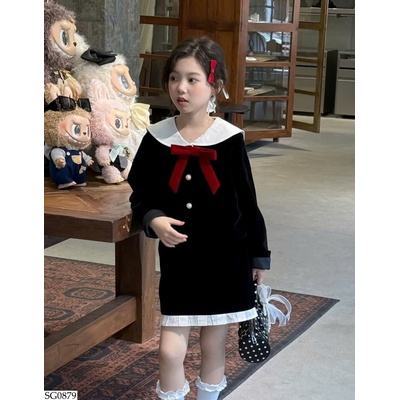 SG0879 SET ÁO VÁY ĐEN PHỐI NƠ CHO BÉ