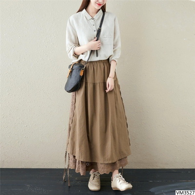 VM3527 CHÂN VÁY MAXI PHỐI REN