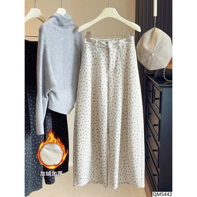 QM5442 QUẦN HOA LÓT NỈ ỐNG RỘNG ANNA