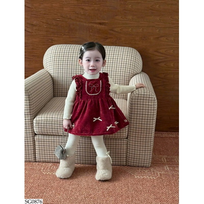 SG0876 SET ÁO LEN MIX VÁY NƠ BG