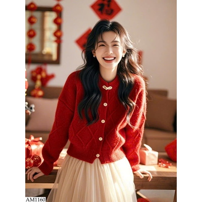 AM1160 ÁO CARDIGAN LEN ĐỎ NỮ
