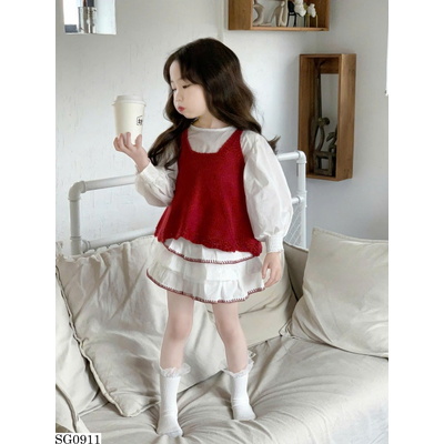 SG0911 SET VÁY BÈO MIX GILE ĐỎ