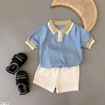 ST7190 ÁO POLO PHỐI QUẦN SHORT CHO BÉ TRAI 
