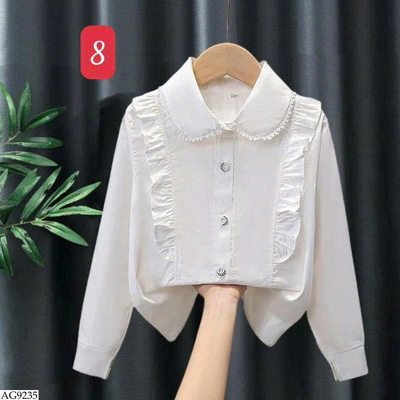 AG9235 ÁO SƠ MI TRẮNG CỔ BÈO BG