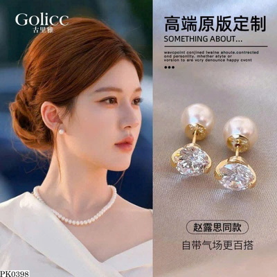 PK0398 KHUYÊN TAI ĐÁ NGỌC TRAI GOLICC