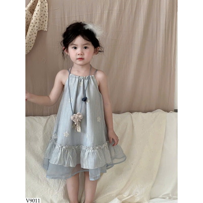 V9011 VÁY 2 DÂY CHO BÉ GÁI