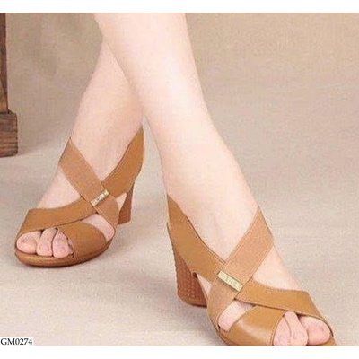 GM0274 SANDAL CAO GÓT QUAI CHÉO ĐẾ VÂN GỖ