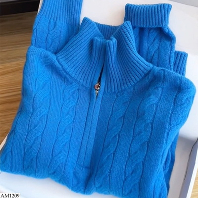 AM1209 ÁO LEN XANH CỔ KHOÁ 