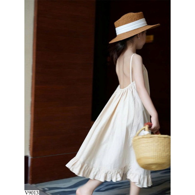V9013 VÁY 2 DÂY HỞ LƯNG CHO BÉ 