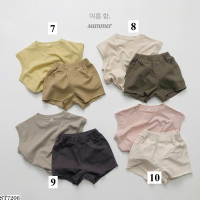 ST7206 SET ÁO BA LỖ MIX QUẦN SHORT CHO BÉ