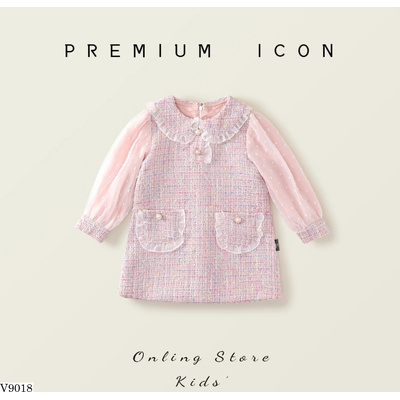 V9018 VÁY DẠ HỒNG CỔ BÈO PREMIUM