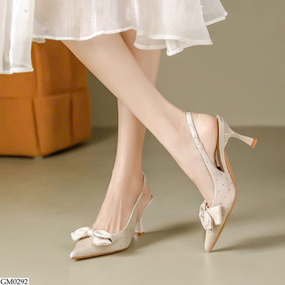 GM0292 GIÀY CAO GÓT MŨI NHỌN ĐÍNH NƠ