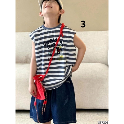 ST7203 SET ÁO SÁT NÁCH KẺ MIX QUẦN SHORT JEAN LỬNG MUYUE