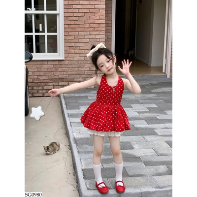SG0980 SET ÁO CHẤM BI MIX QUẦN VÁY TRẮNG