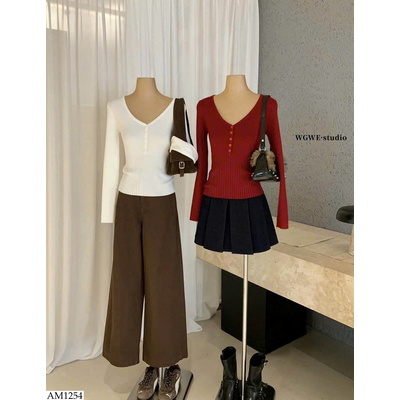AM1254 ÁO LEN DỆT KIM CỔ V W.G.W.E