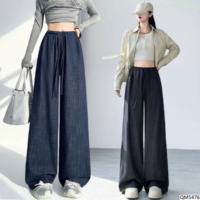 QM5476 QUẦN ỐNG RỘNG LƯNG THUN GIẢ JEAN