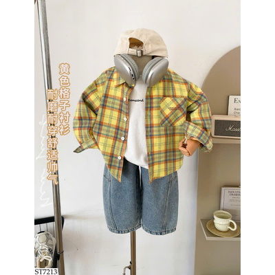 ST7213 SET ÁO SƠ MI KẺ MIX QUẦN JEAN BT